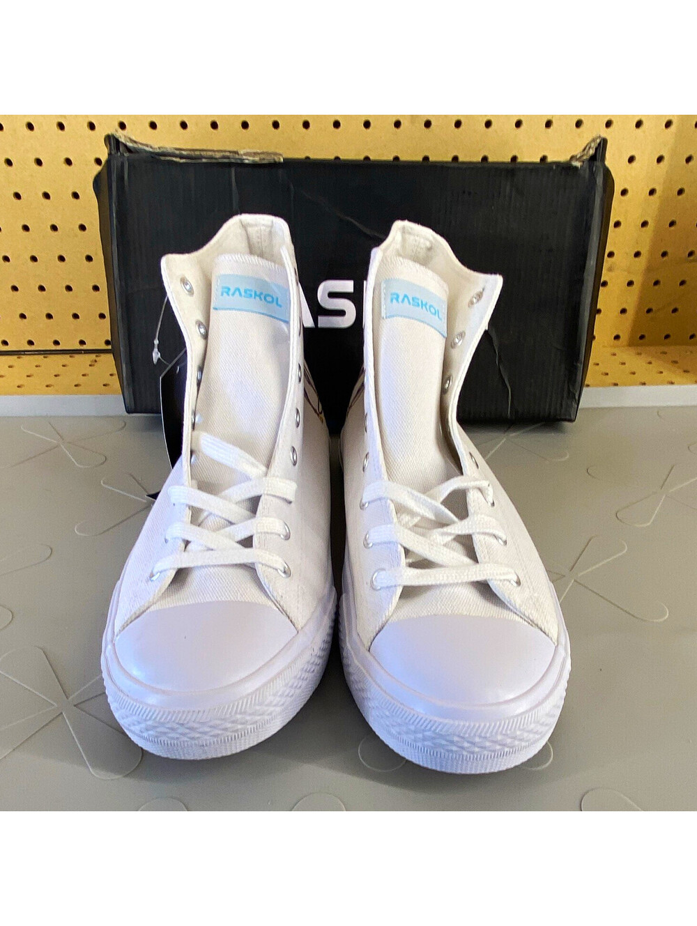 RASKOL White UNISEX High Top Canvas Lace Up Graphic Print Rubber Sole Sneakers